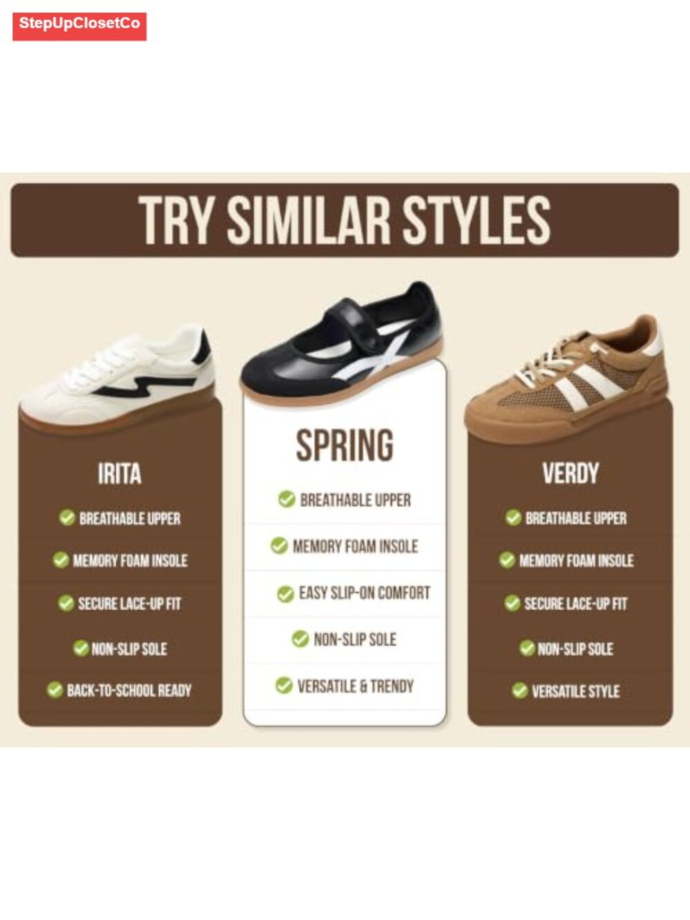 Mary Jane Fashion Sneakers with Memory Foam Insole Lightweight Non-Slip - Picture 5 of 6